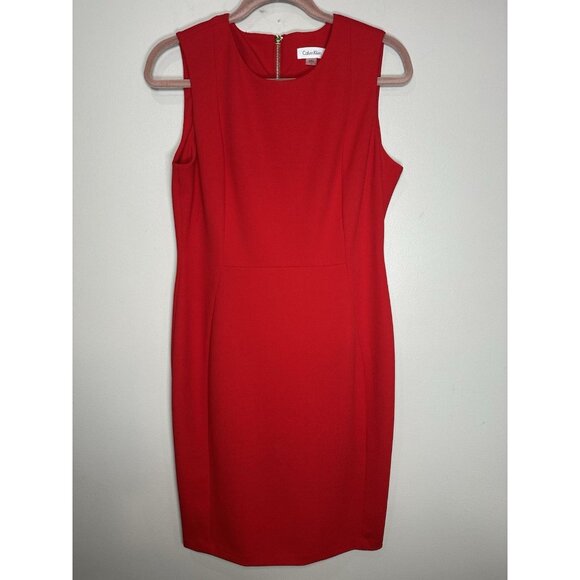 Calvin Klein Dresses & Skirts - Calvin Klein Sheath Dress Size 12 Red Holiday Valentine's Career Church